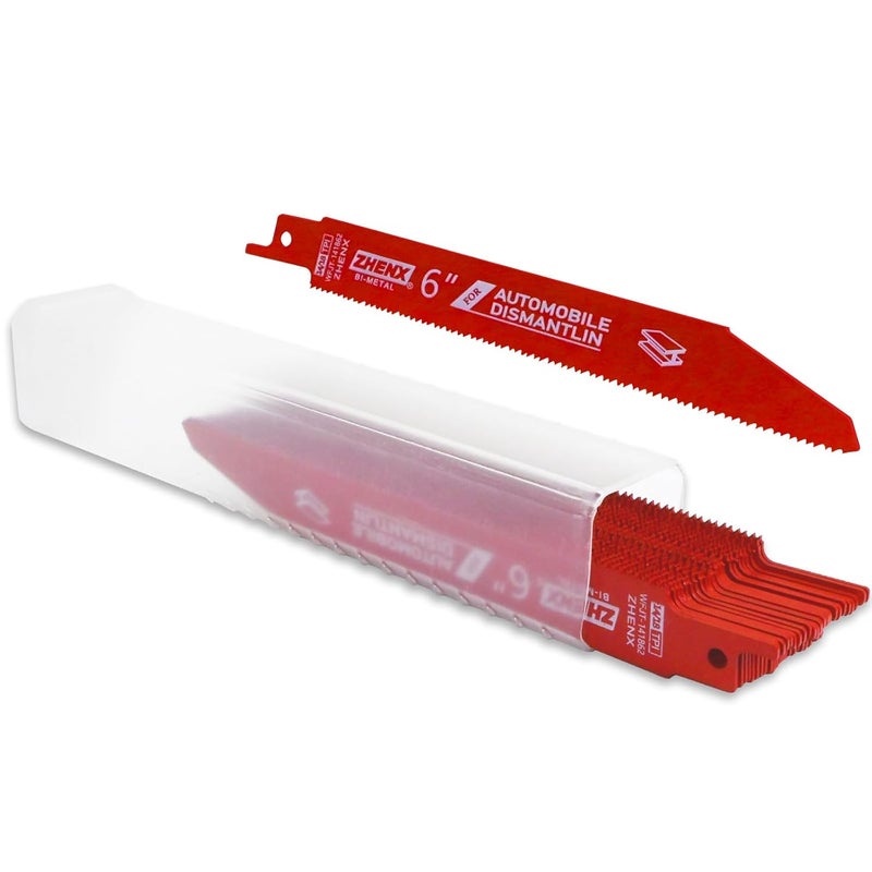 Zhenx 25 Pack 14/18tpi 6 Inch Saw Blades for Metal Cutting,Bi-Metal Reciprocating Saw Blades with Non-Stick Coated for 1/16-5/16 Medium Metals - Image 1